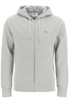 Maison Kitsuné Logo-embroidered Zip-up Hoodie In Grey