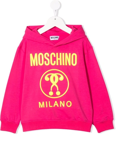 Moschino Kids' Logo-embossed Cotton Hoodie In Pink