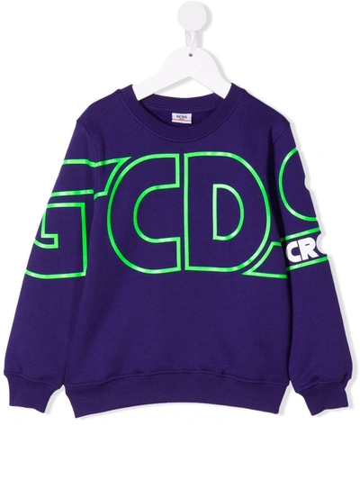 Gcds Teen Logo Crew-neck Sweatshirt In Purple