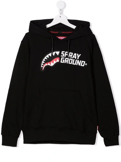 Sprayground Kid Teen Logo Print Hoodie In Black