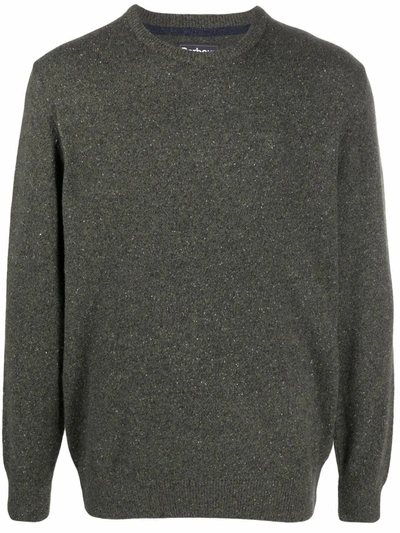 Barbour Mélange-effect Crew-neck Jumper In Green