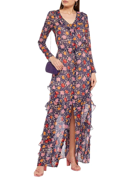 Saloni Izzie Ruffled Floral-print Silk-georgette Maxi Dress