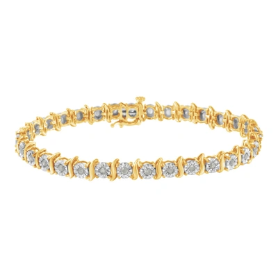 Haus Of Brilliance 10k Yellow Gold Plated .925 Sterling Silver 1.0 Cttw Diamond S-curve Link Miracle-set Tennis Bracele