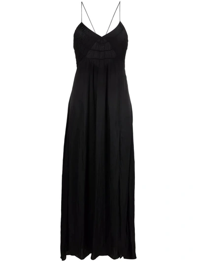 Zadig & Voltaire Satin Empire Line Dress In Noir