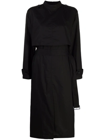 Mm6 Maison Margiela Trench Cotton Midi Dress In Schwarz