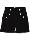 Balmain Yellow Decorative Button Shorts In 黑色