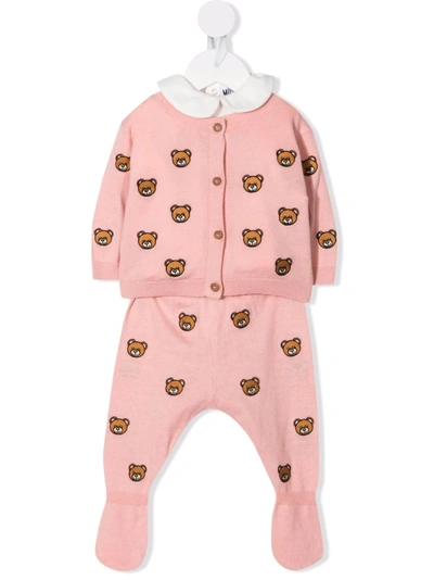 Moschino Babies' Teddy Bear-print Pajamas In 白色
