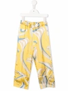 Emilio Pucci Junior Large Paisley-print Straight Trousers In 黄色