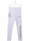 Msgm Slogan-print Stretch-cotton Leggings In 灰色
