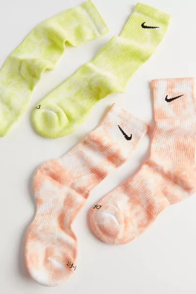 Nike Everyday Plus Cushioned Tie-dye Crew Sock 2-pack In Yellow
