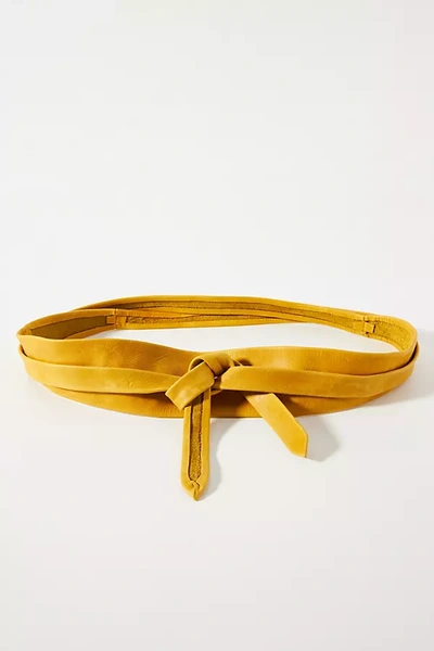 Ada Classic Wrap Belt In Mustard