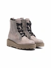 Brunello Cucinelli Leather Lace-up Boots In Grey