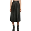 Mm6 Maison Margiela Gathered Faux Leather Midi Skirt In Black