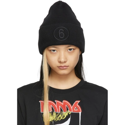 Mm6 Maison Margiela Logo-embroidered Knitted Beanie In Black