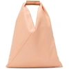 Mm6 Maison Margiela Pink Faux-leather Small Triangle Tote In Neutrals