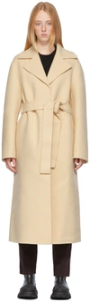 Jil Sander Off-white Virgin Wool Double Washed Coat In Yellow