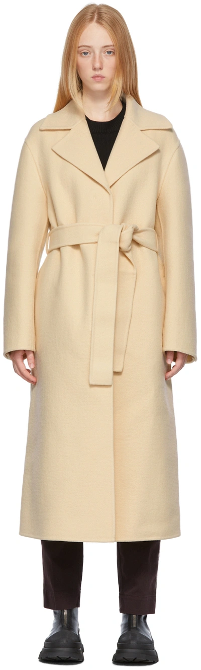 Jil Sander Off-white Virgin Wool Double Washed Coat In Nude & Neutrals