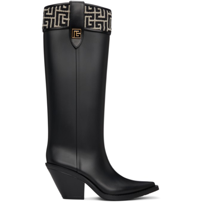 Balmain Tess Jacquard-detail Boots In Ivry/blk