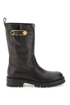 Versace Biker Boots With Medusa Safety Pin In Black (black)