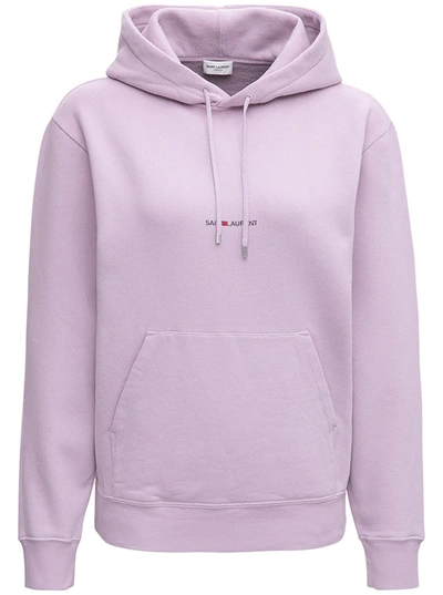 Saint Laurent Lilac Jersey Hoodie With Logo In Violet
