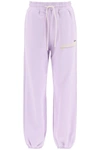 Msgm Fantastic Green Print Cotton Sweatpants In Lilac (purple)