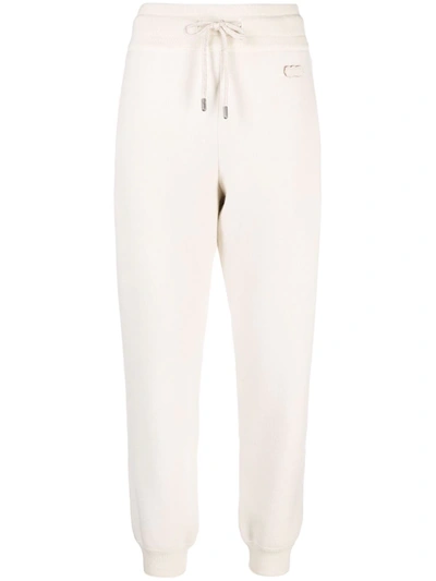 Agnona Snap Cuff Cotton Fleece Ankle Joggers In Weiss