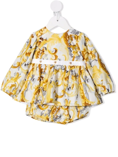 Versace Babies' Baroccoflage-print Dress And Bloomers In Stampa