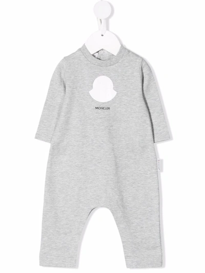 Moncler Babies' Logo-print Cotton Pyjamas In Grey