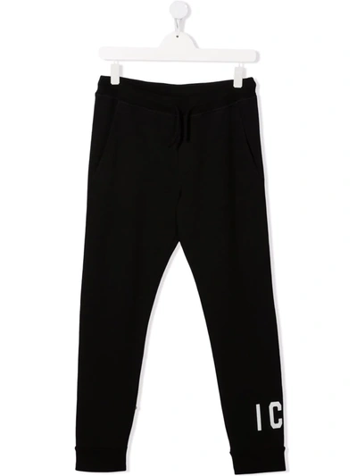 Dsquared2 Boys Black Kids Icon Logo Tapered Cotton Jogging Bottoms 6-16 Years 6 Years