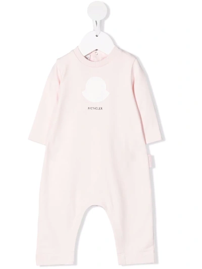 Moncler Babies' Logo-print Cotton Romper In Pink