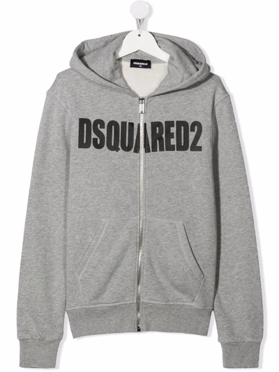 Dsquared2 Kids' Logo-print Bomber Jacket In Grey