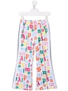Palm Angels Graphic-print Flared Track Trousers In White