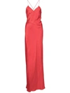 Michelle Mason Cross-strap Silk Wrap Gown In Rot