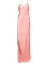 Michelle Mason Cross-strap Silk Wrap Gown In Orange