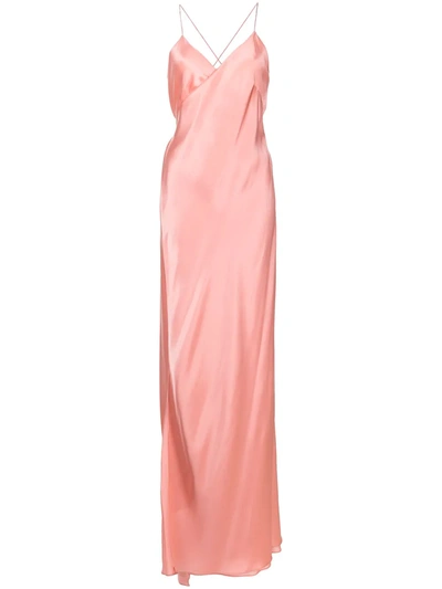 Michelle Mason Cross-strap Silk Wrap Gown In Orange