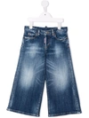 Dsquared2 Teen High-waist Wide-leg Jeans In Blue