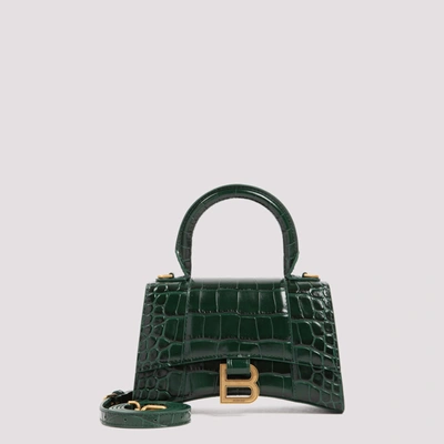 Balenciaga Green Hourglass Small Mock Croc Top Handle Bag