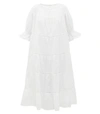 Merlette Paradis Tiered Cotton Midi Dress In White