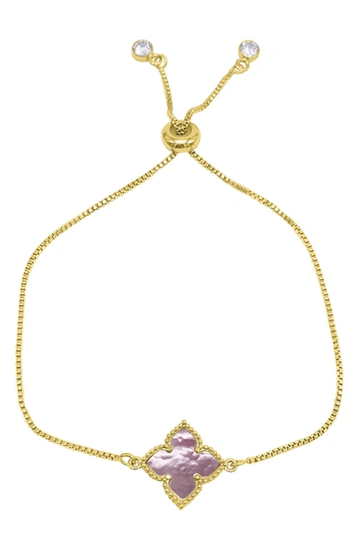 ADORNIA ADORNIA FOUR POINT MOTHER OF PEARL FLOWER BOLO BRACELET