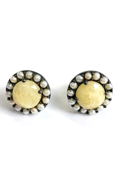 Adornia Fine Halo Sterling Silver Yellow Sapphire Earrings