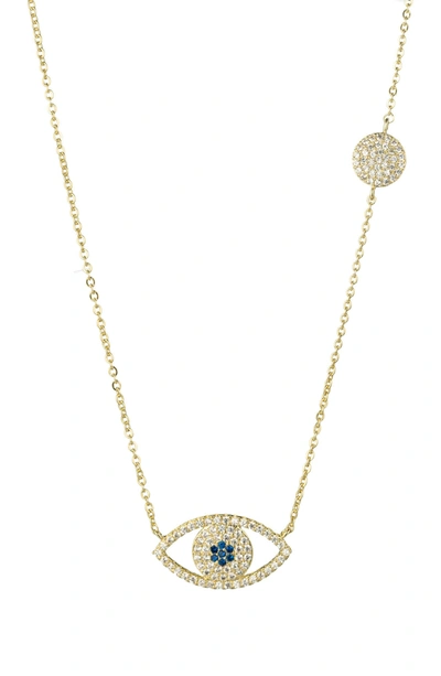 Eye Candy Los Angeles Luxe Collection Evil Eye Pave Cz Pendant Necklace In Gold