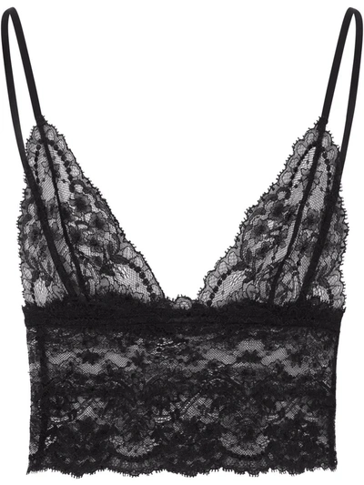 Dolce & Gabbana Sheer Lace Longline Bra In Black