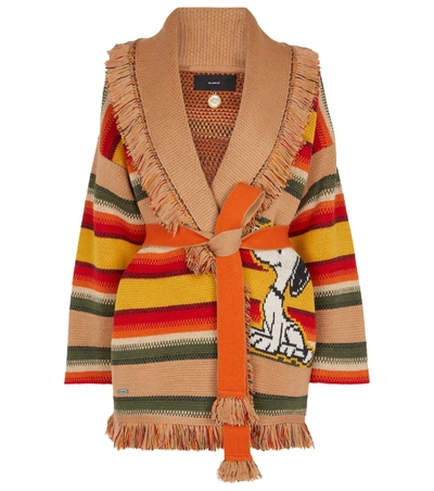 Alanui X Peanuts® Gaucho Striped Wool-blend Cardigan In Neutrals