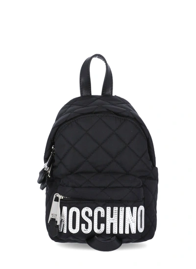 Moschino Quilted Logo Mini Backpack In Black