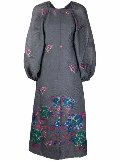 Ganni Structured Jacquard Maxi Dress Sharkskin Size 38 | ModeSens
