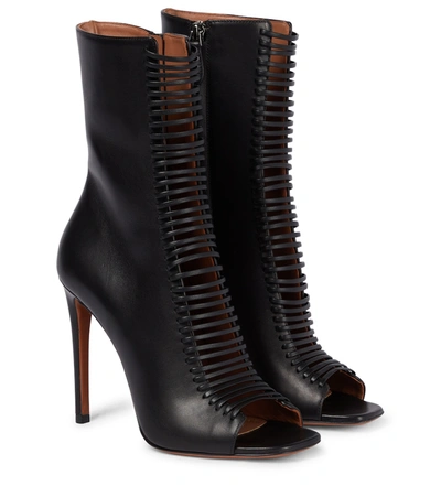 Alaïa Black Leather Lace-up Heels