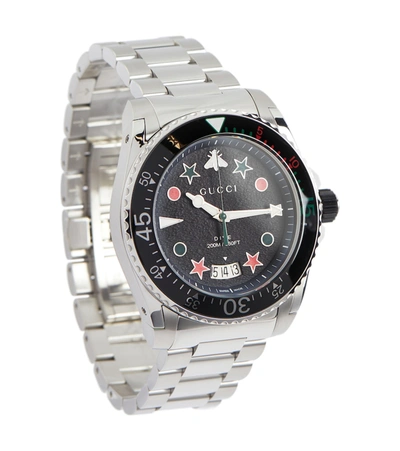 Gucci Dive 45mm Stainless Steel Watch In Black