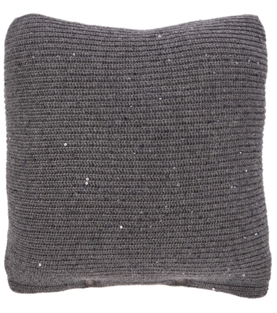 Brunello Cucinelli Sequined Cashmere And Silk Cushion In Grey