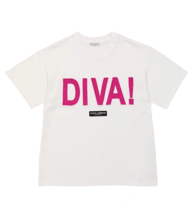 Dolce & Gabbana Baby Girl's "diva" Graphic T-shirt In White