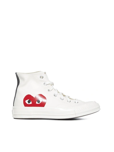 Comme Des Garçons Play Heart Print Chuck Taylor Canvas High-top Trainers In Beige
